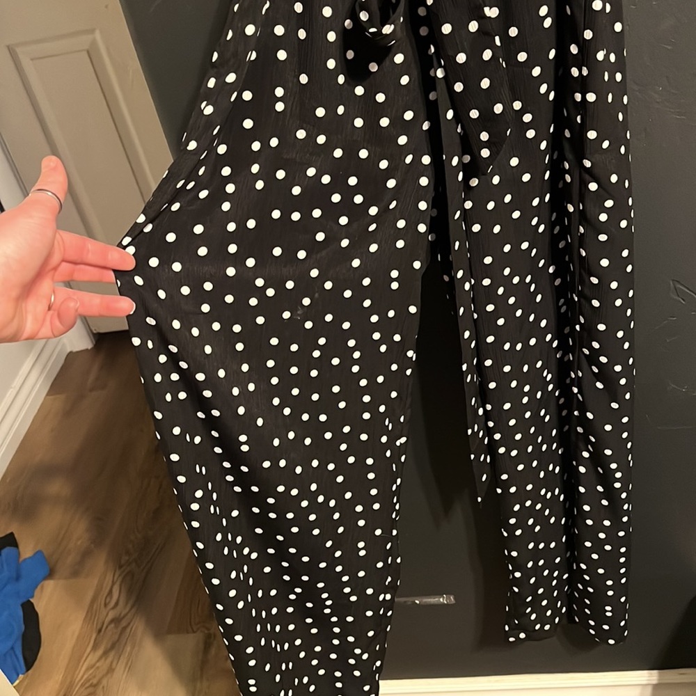 Black Polka Dot Button Front Romper - image 4